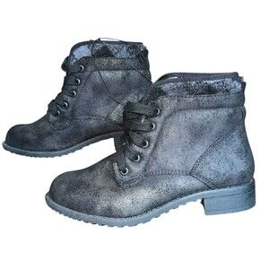 White Mountain Low Rise Lace Up Boots 5.5 Black Suede Women